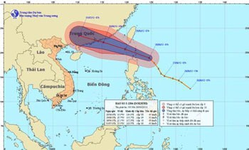 The national weather bureau chart shows the path of the tropical storm ‘Doksuri’ on June 28